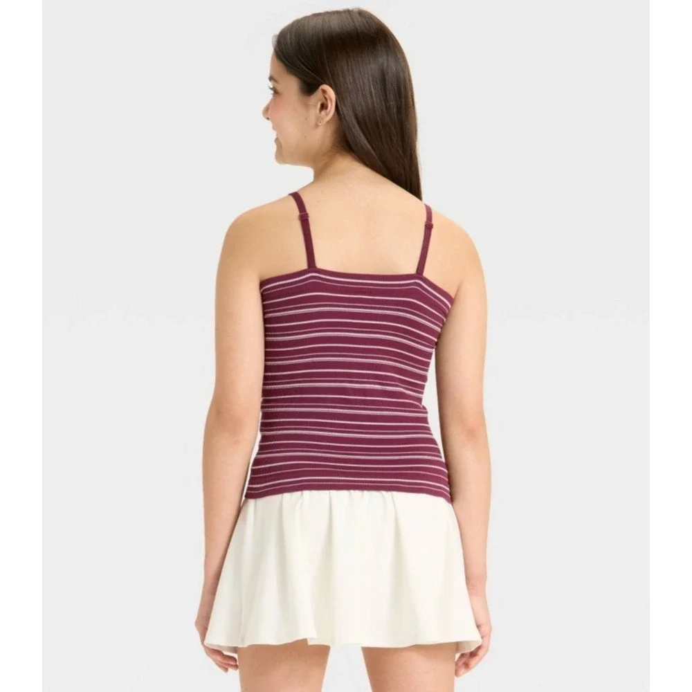 Girls' Stripe Tube Tank Top ribbed - art class™ size L 10/12 Maroon